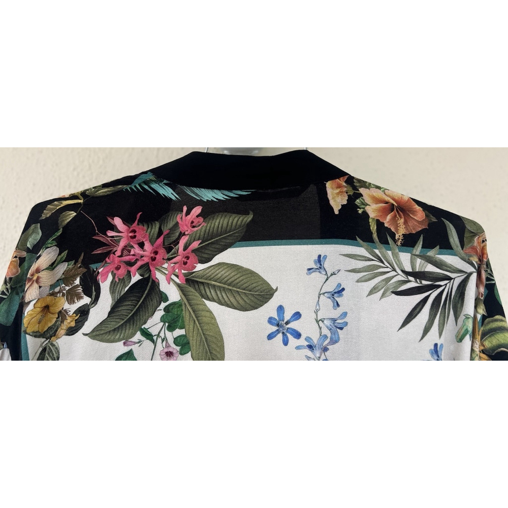 Zara Basic Collection Kimono Jacket M Floral Belted Robe Vacation Resort Lagen - Picture 7 of 8